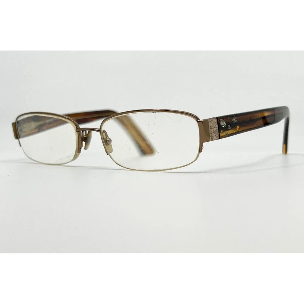 Vera Wang Eyeglasses Womens Brown V127-TA Rhinestone Accents 53-17-135
